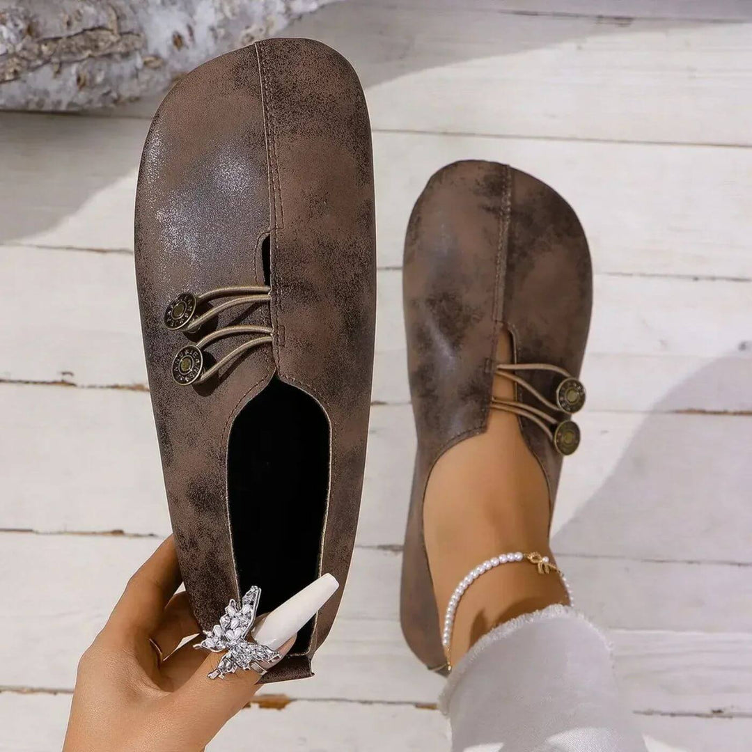 Lydia | Stylish Black Closed-Toe Orthopedic Sandals With Button Detail