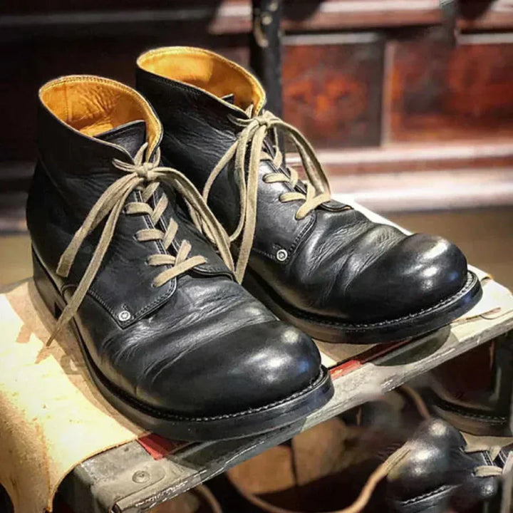 Alaric | Vintage Leather Ankle Boots Men - Lace-Up Style