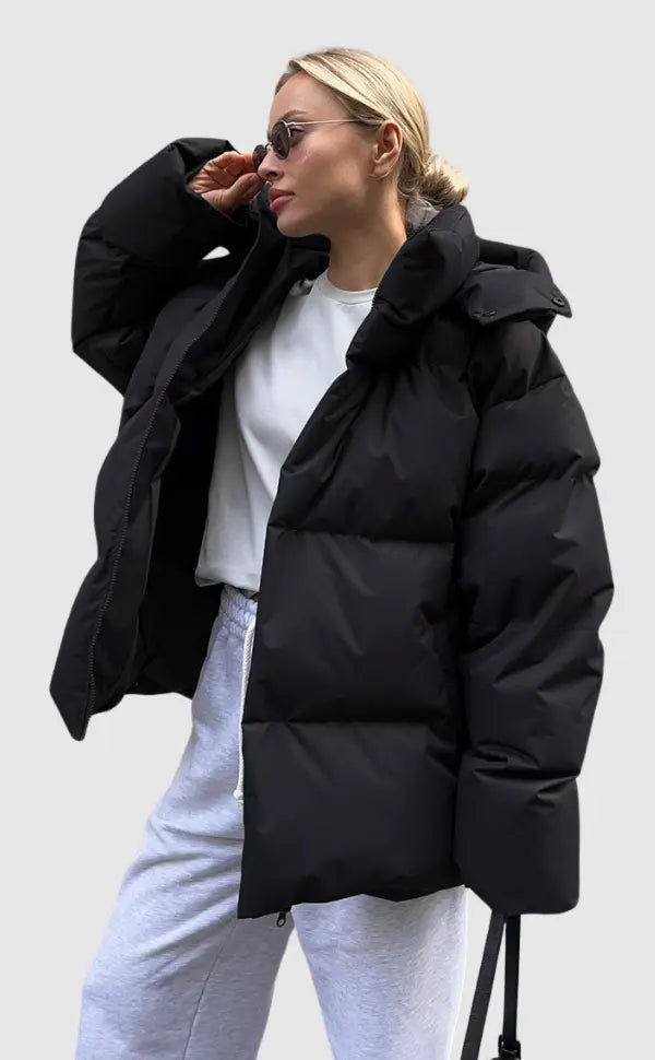 Maxine | Chic Oversized Hooded Puffer Jacket Women - Black Winter Coat