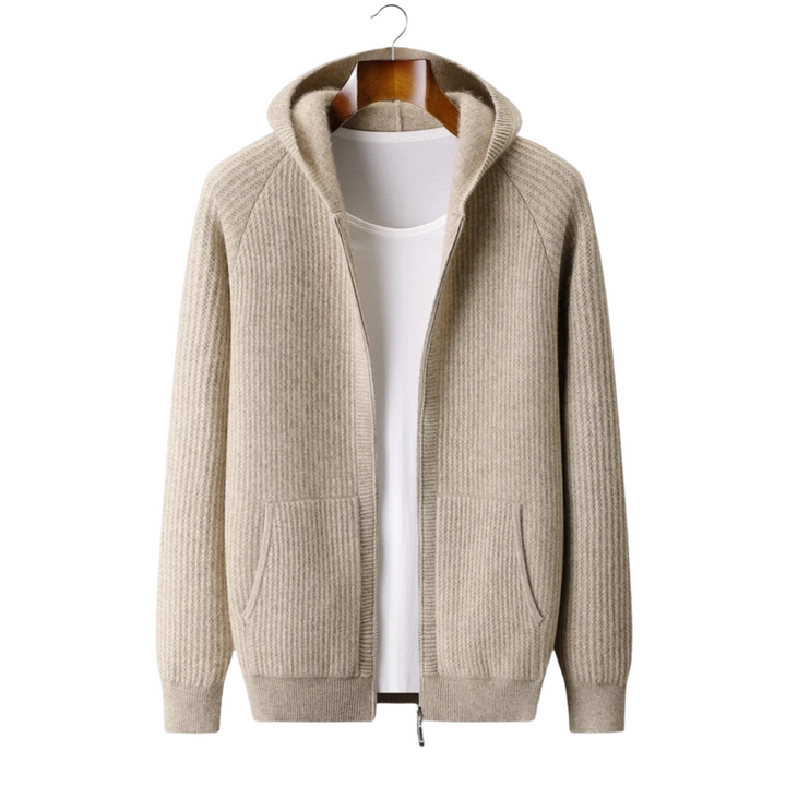 Camden | Stylish Wool Ribbed Zip-Up Hoodie Men - Premium Knit