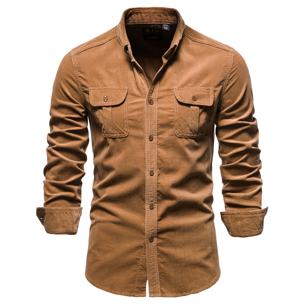 Dorian | Stylish Corduroy Button-Up Shirt With Chest Pockets