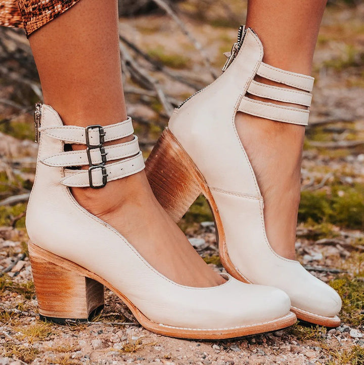 Norla | Chic Buckle Strap Ankle Boots With Block Heel