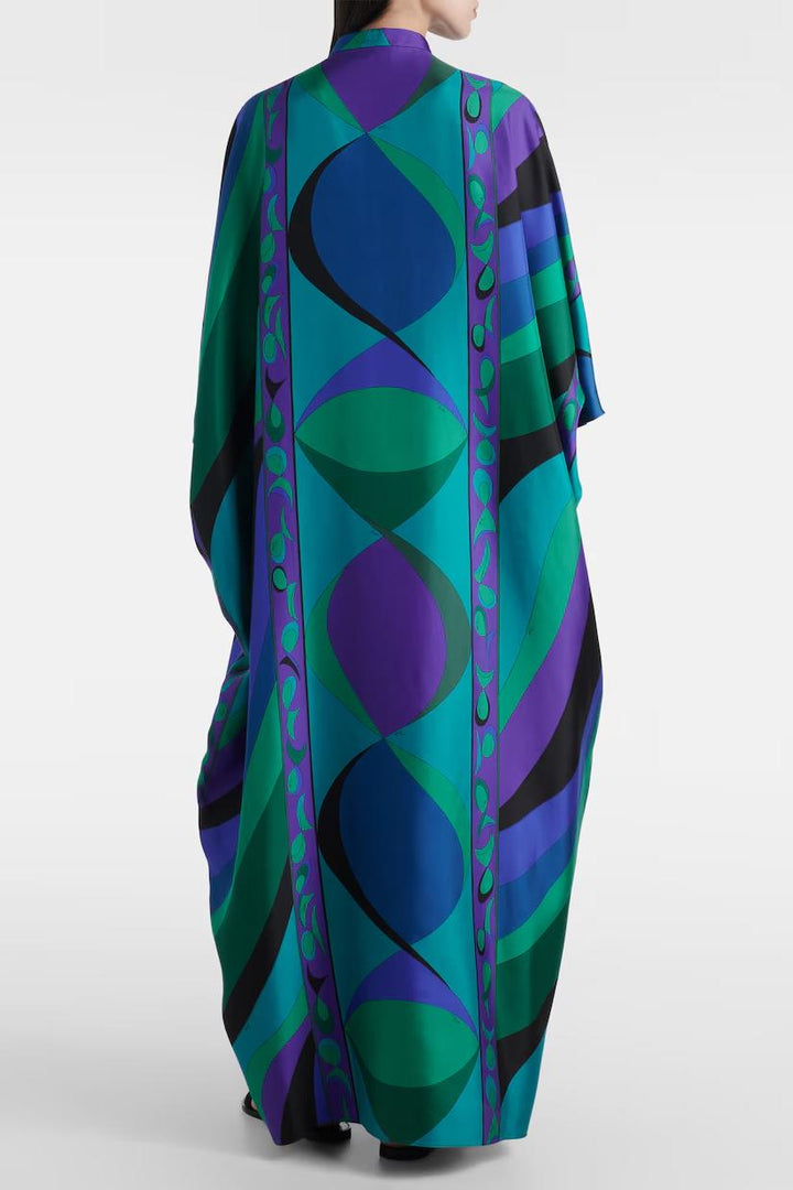 Julianna | Elegant Psychedelic Print Kaftan Maxi Dress With Kimono Sleeves