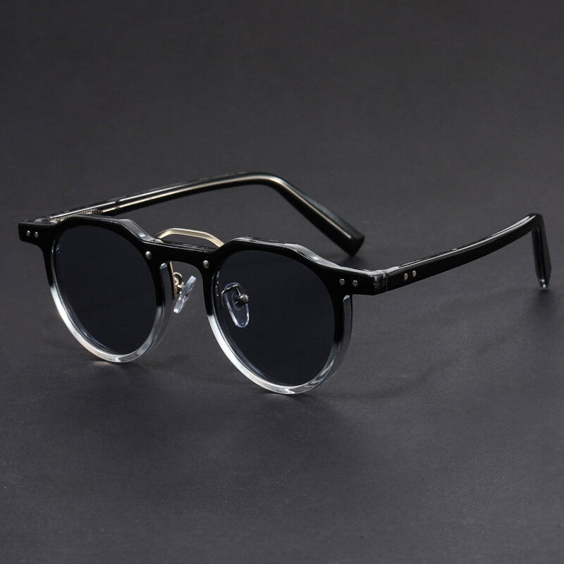 Paige | Stylish Clear Frame Round Sunglasses with Tortoiseshell Temples