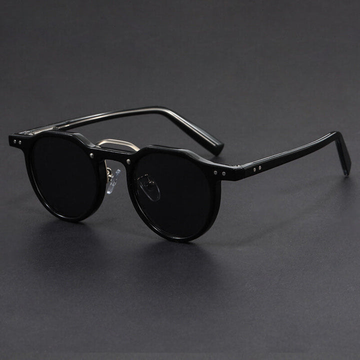 Paige | Stylish Clear Frame Round Sunglasses with Tortoiseshell Temples