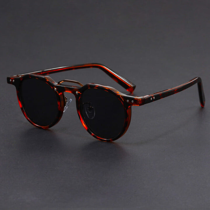 Paige | Stylish Clear Frame Round Sunglasses with Tortoiseshell Temples