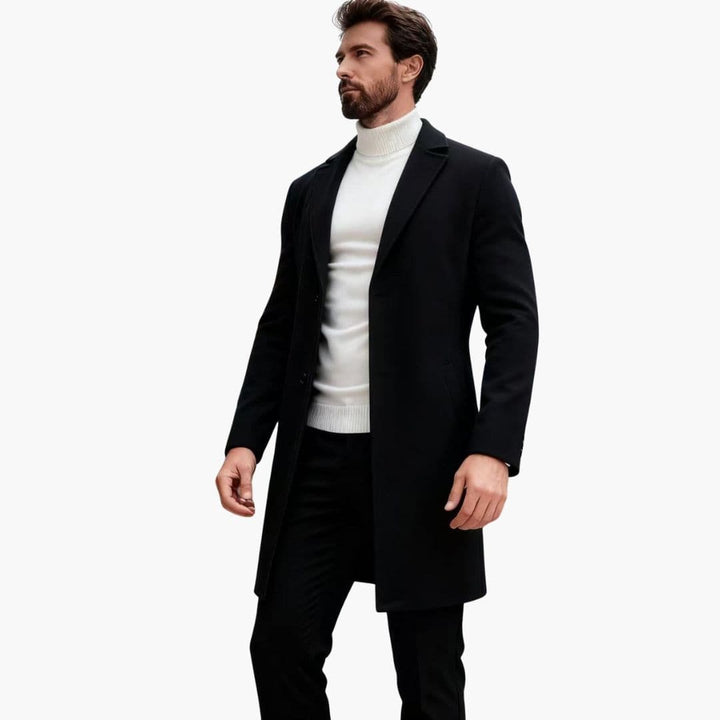 Margot | Elegant Long Wool Coat With Notched Collar