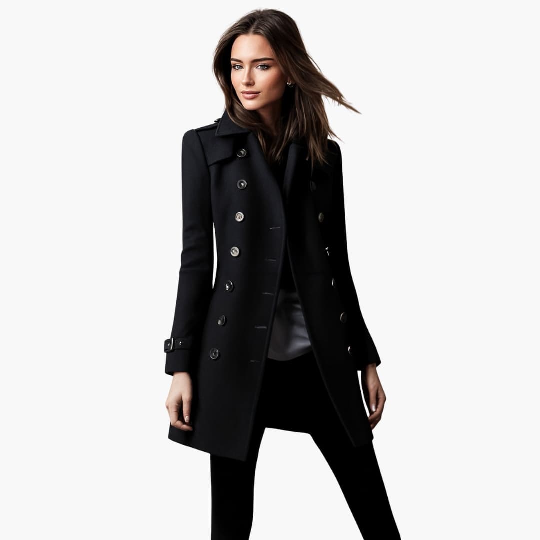 Silvia | Stylish Double-Breasted Long Coat With Tailored Fit