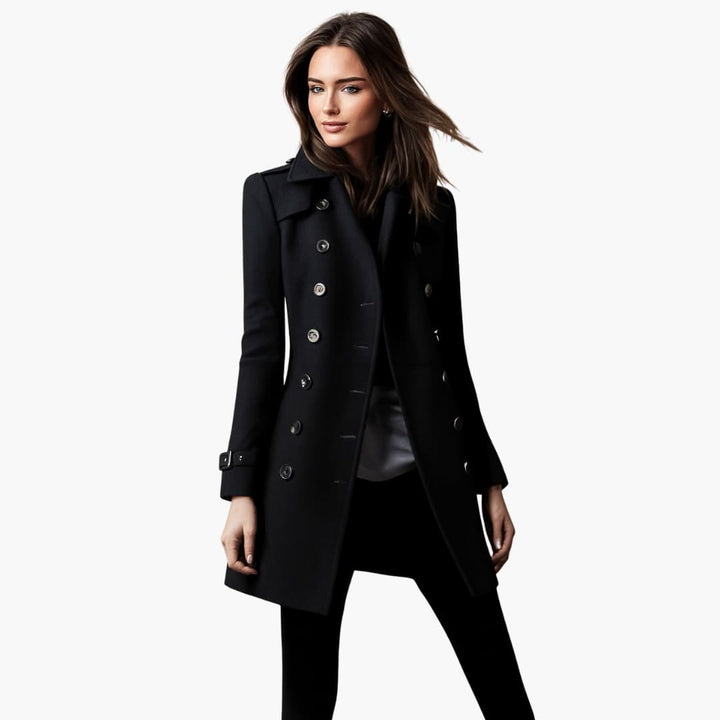 Silvia | Stylish Double-Breasted Long Coat With Tailored Fit