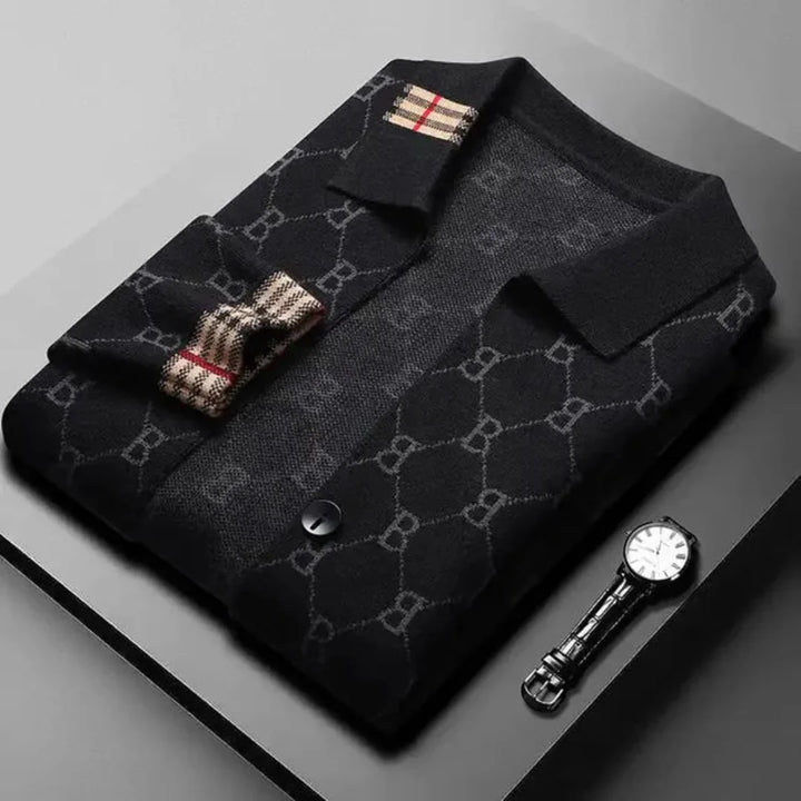 Phoebe | Elegant Monogram Button Cardigan Men's Designer Knit