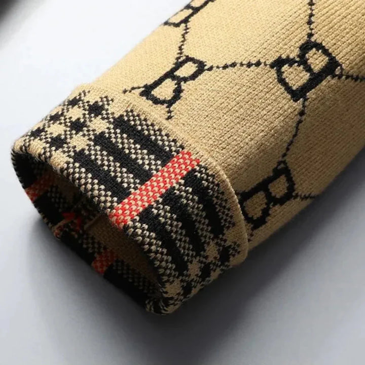 Phoebe | Elegant Monogram Button Cardigan Men's Designer Knit