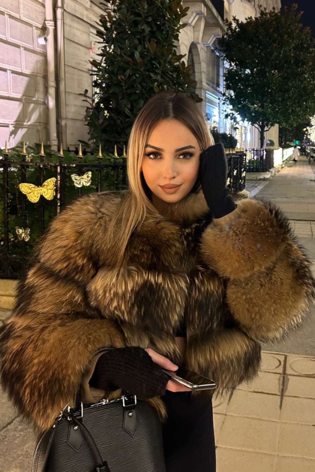 Luxe Brown Faux Fur Jacket With Plush Texture