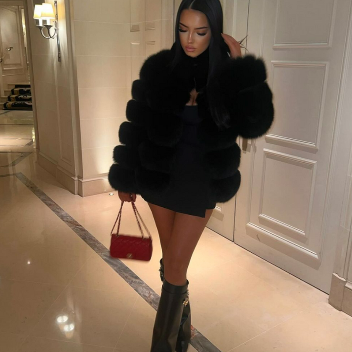 Luxe Brown Faux Fur Jacket With Plush Texture