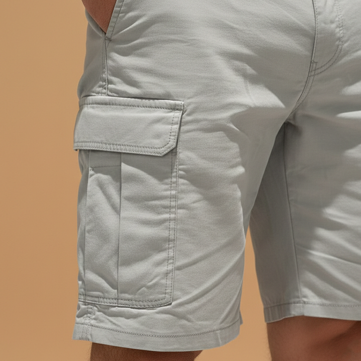 Men's Cargo Shorts with Knee-Length Cut and Multiple Pockets