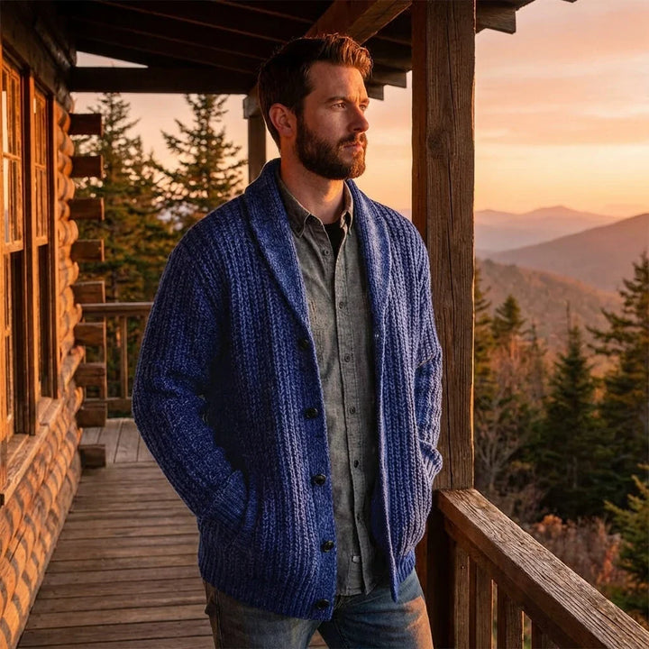 Margot | Stylish Chunky Knit Shawl Collar Button Cardigan