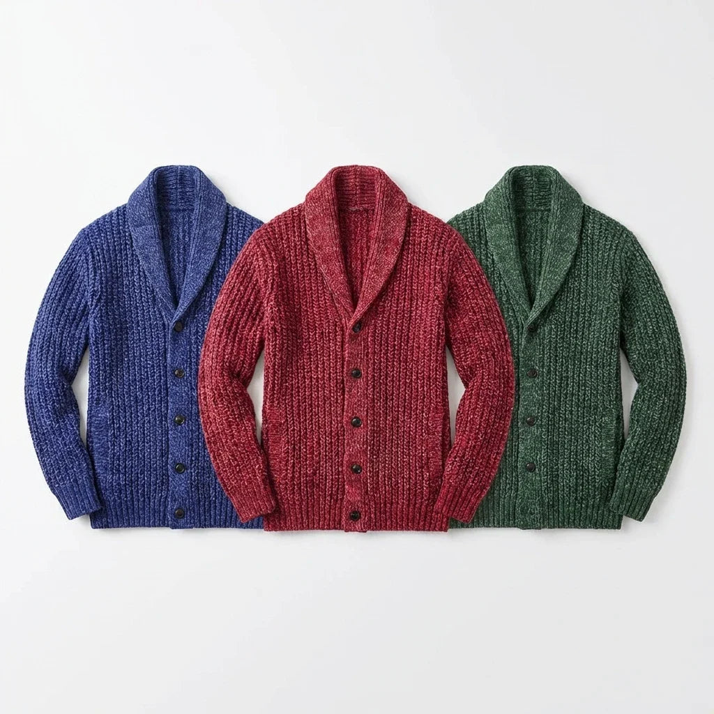 Margot | Stylish Chunky Knit Shawl Collar Button Cardigan