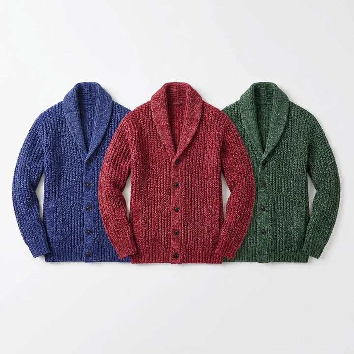 Margot | Stylish Chunky Knit Shawl Collar Button Cardigan
