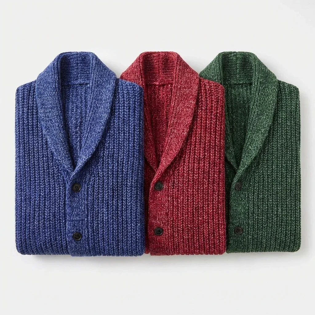 Margot | Stylish Chunky Knit Shawl Collar Button Cardigan