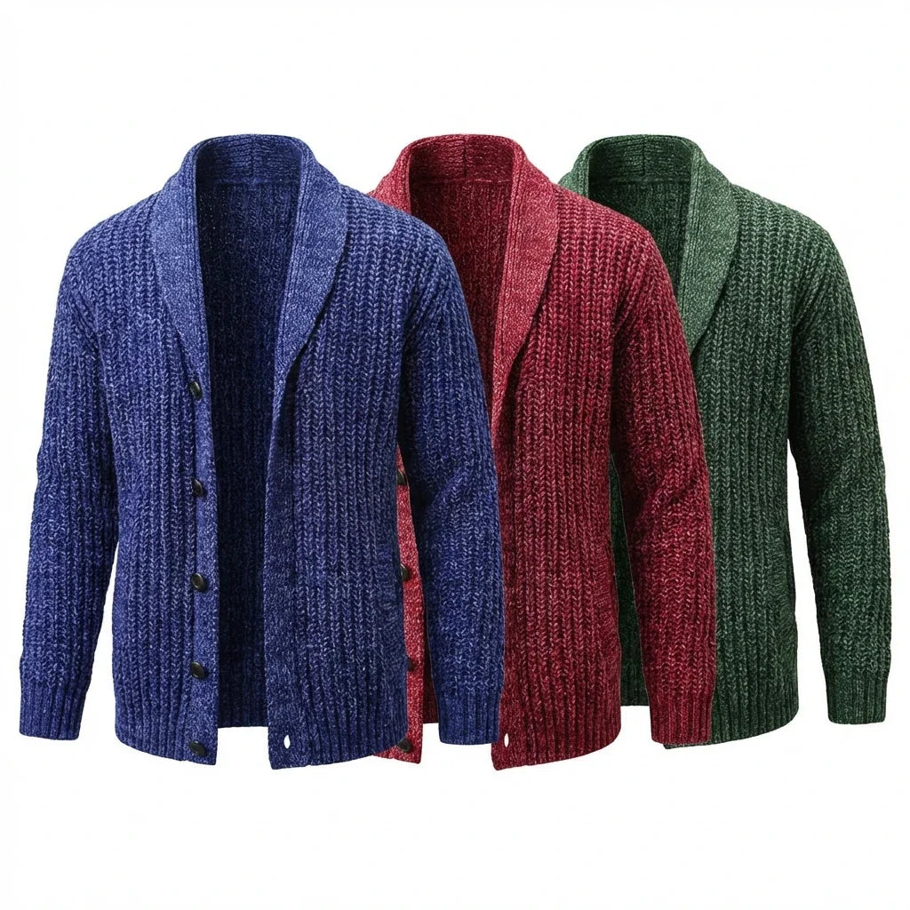 Margot | Stylish Chunky Knit Shawl Collar Button Cardigan