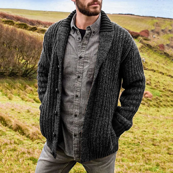 Margot | Stylish Chunky Knit Shawl Collar Button Cardigan