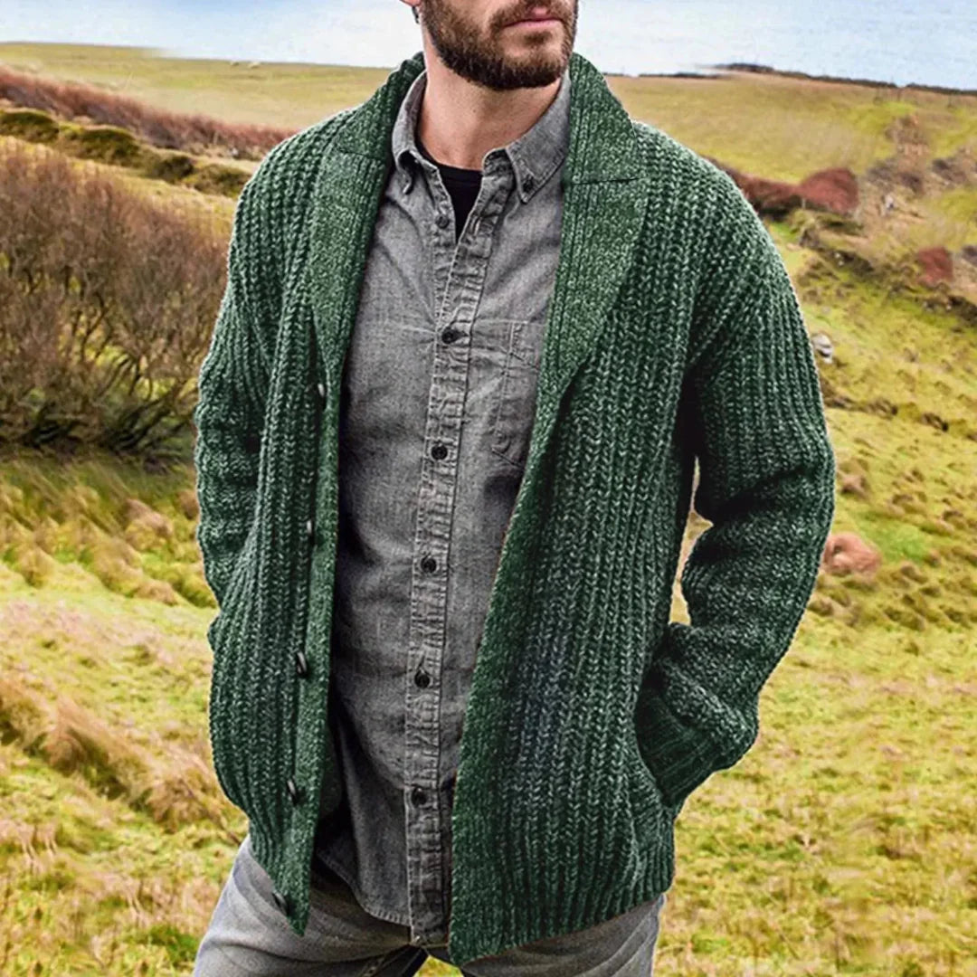 Margot | Stylish Chunky Knit Shawl Collar Button Cardigan
