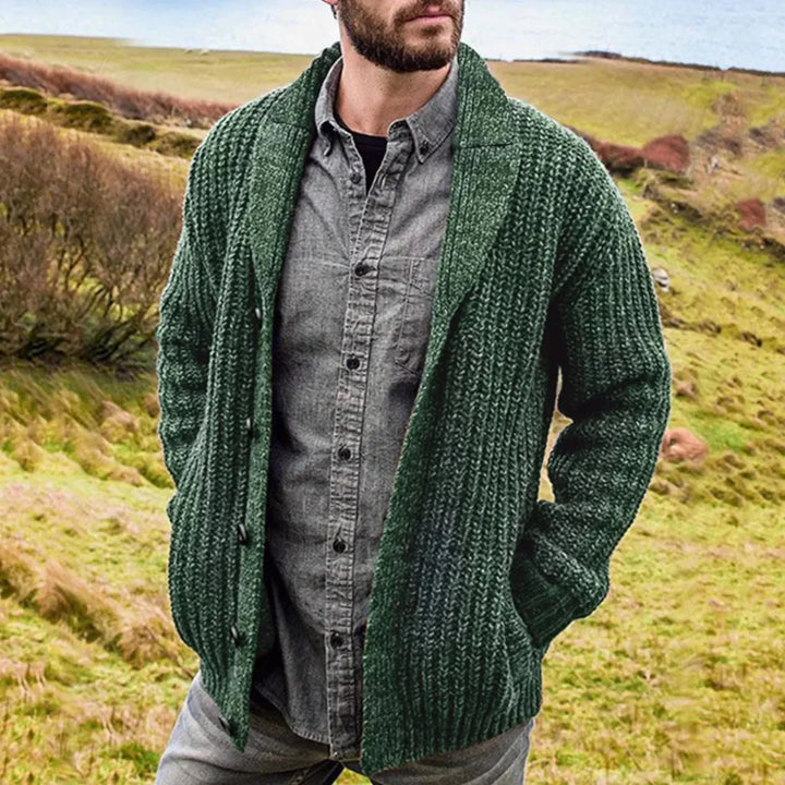 Margot | Stylish Chunky Knit Shawl Collar Button Cardigan