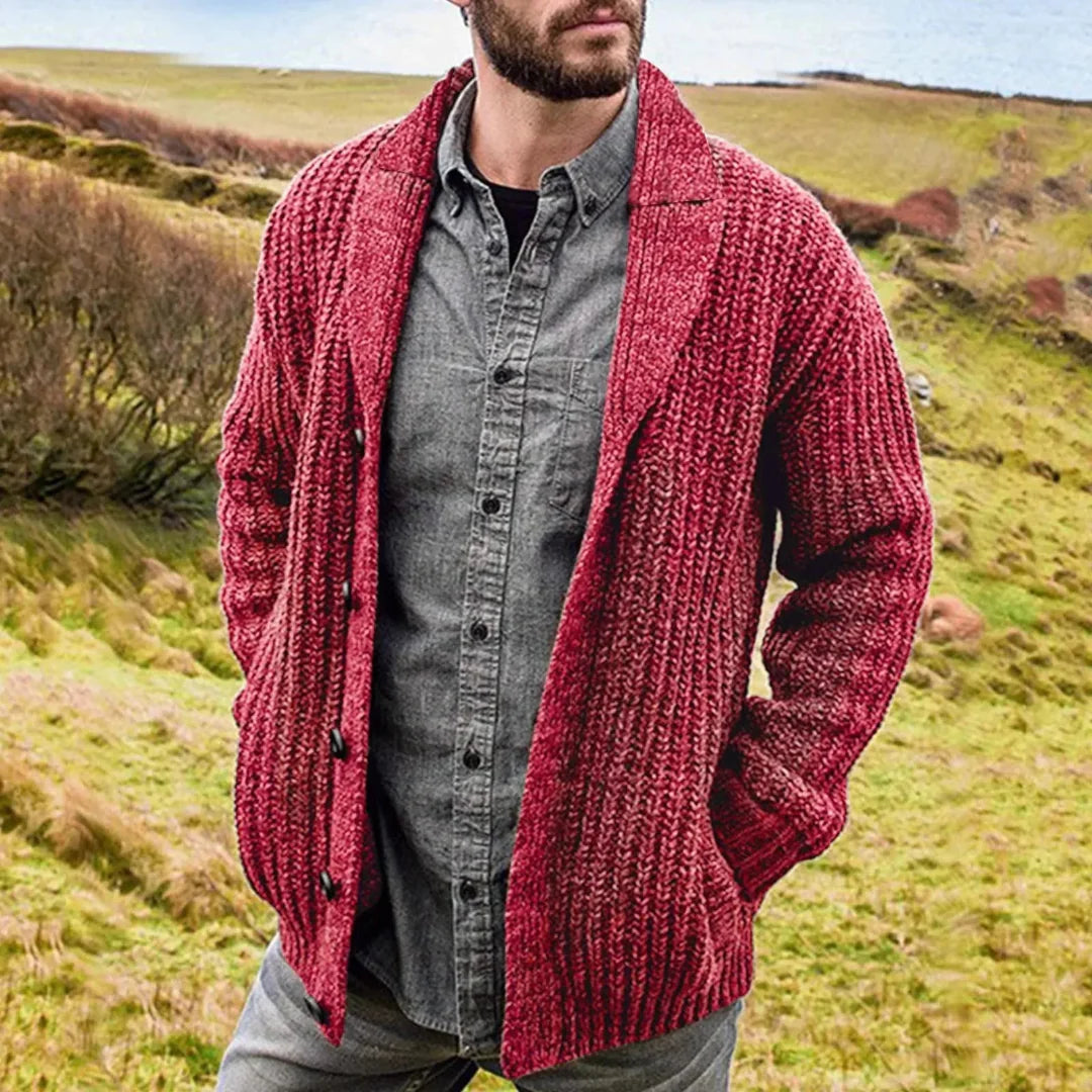 Margot | Stylish Chunky Knit Shawl Collar Button Cardigan