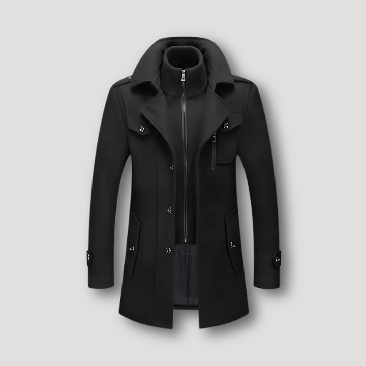 Beatrice | Elegant Double-Breasted Military Wool Trench Coat
