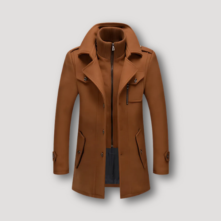 Beatrice | Elegant Double-Breasted Military Wool Trench Coat