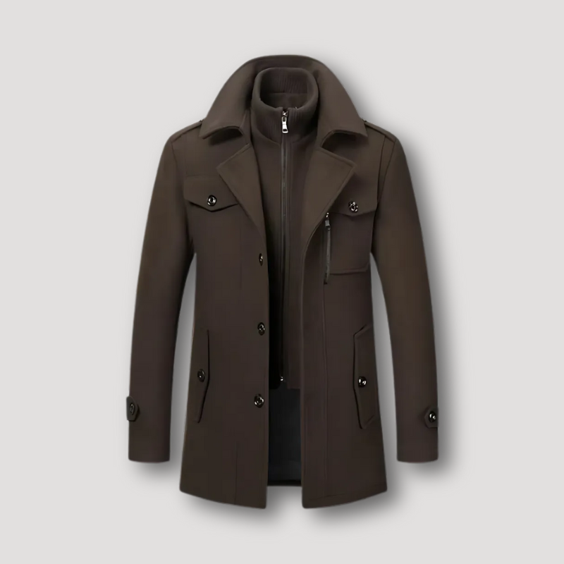 Westcove | Elegant Military Style Double-Breasted Wool Trench