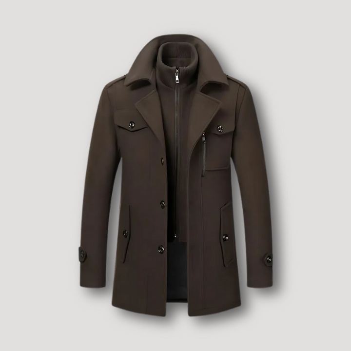 Beatrice | Elegant Double-Breasted Military Wool Trench Coat