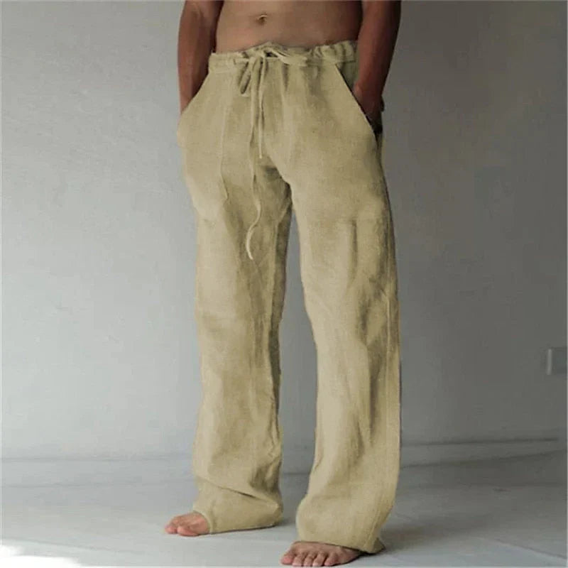 Aria | Relaxed Fit White Linen Summer Trousers For Men