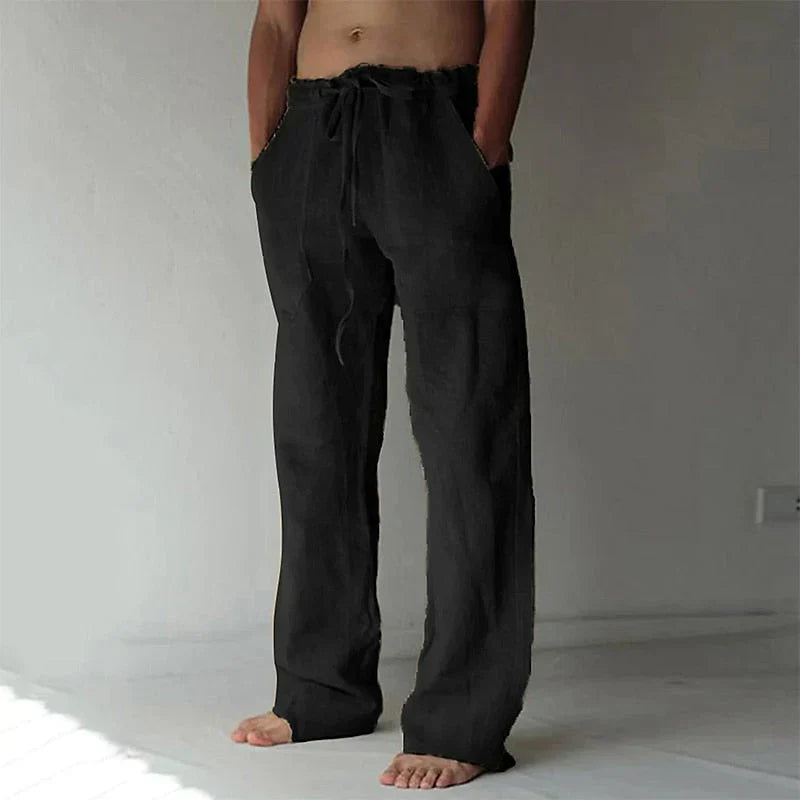 Aria | Relaxed Fit White Linen Summer Trousers For Men