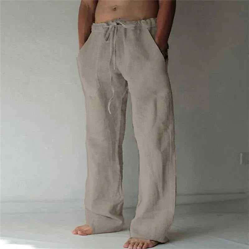 Aria | Relaxed Fit White Linen Summer Trousers For Men