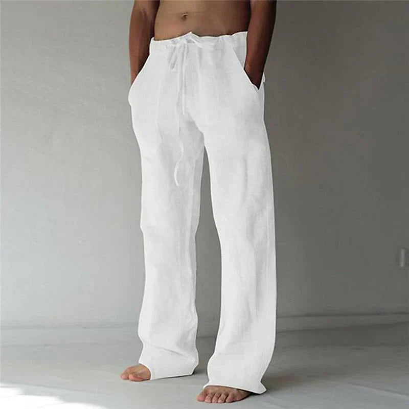 Aria | Relaxed Fit White Linen Summer Trousers For Men
