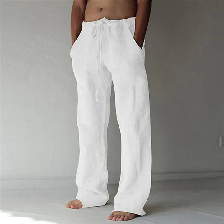 Aria | Relaxed Fit White Linen Summer Trousers For Men