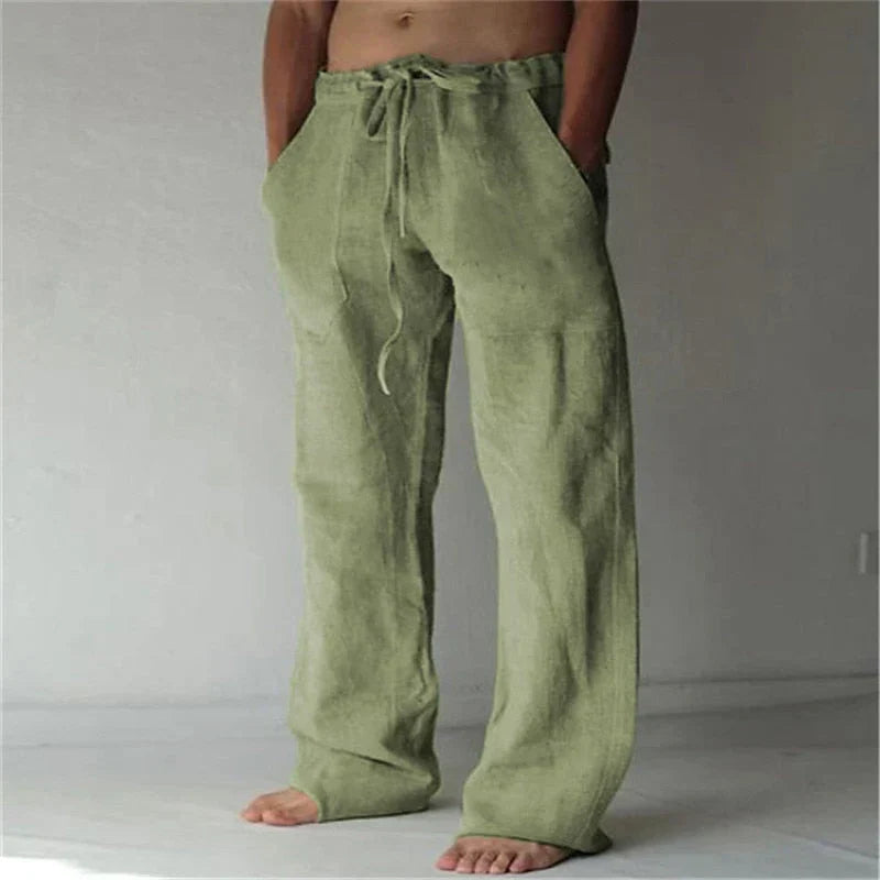 Aria | Relaxed Fit White Linen Summer Trousers For Men