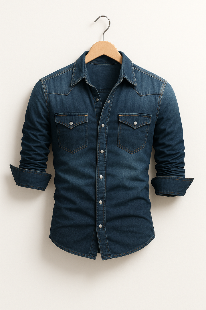 Isla | Stylish Denim Button-Up Shirt With Dual Chest Pockets