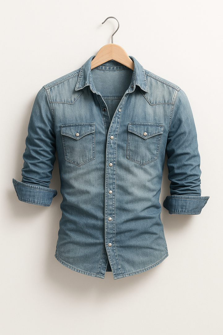 Isla | Stylish Denim Button-Up Shirt With Dual Chest Pockets