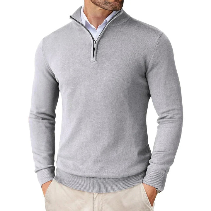 Emma | Elegant Men's Half-Zip Mock Neck Pullover Sweater