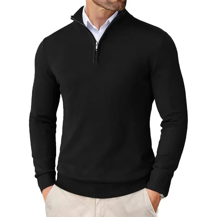 Emma | Elegant Men's Half-Zip Mock Neck Pullover Sweater