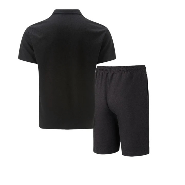 Grace | Stylish Waffle Texture Polo And Drawstring Shorts Co-Ord Set