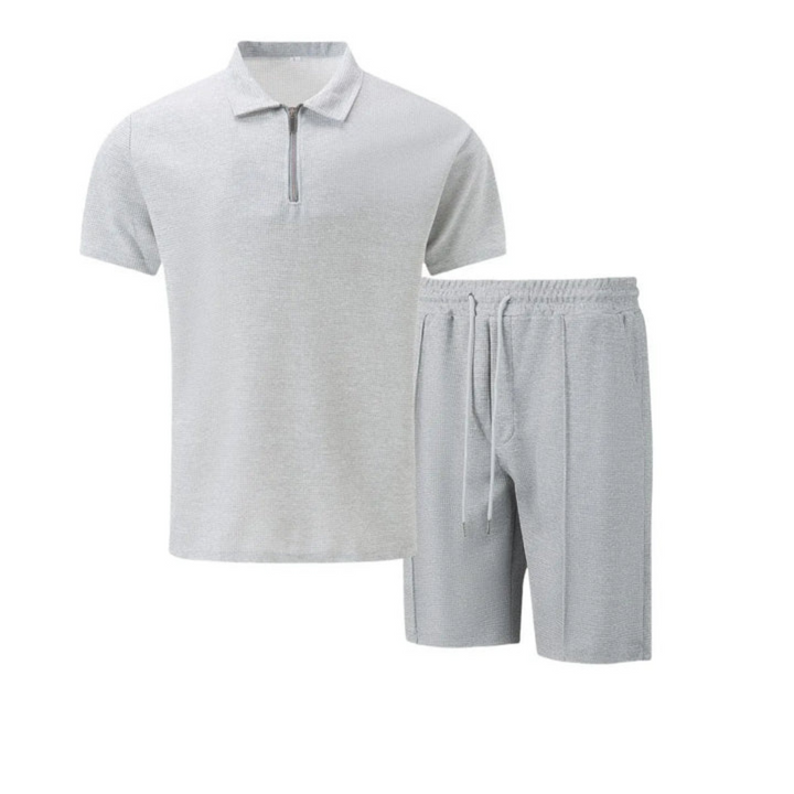 Grace | Stylish Waffle Texture Polo And Drawstring Shorts Co-Ord Set