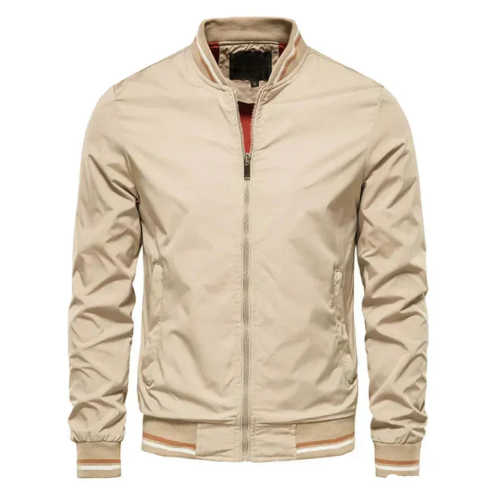 Rosie | Sleek Men's Navy Bomber Jacket With Striped Trim