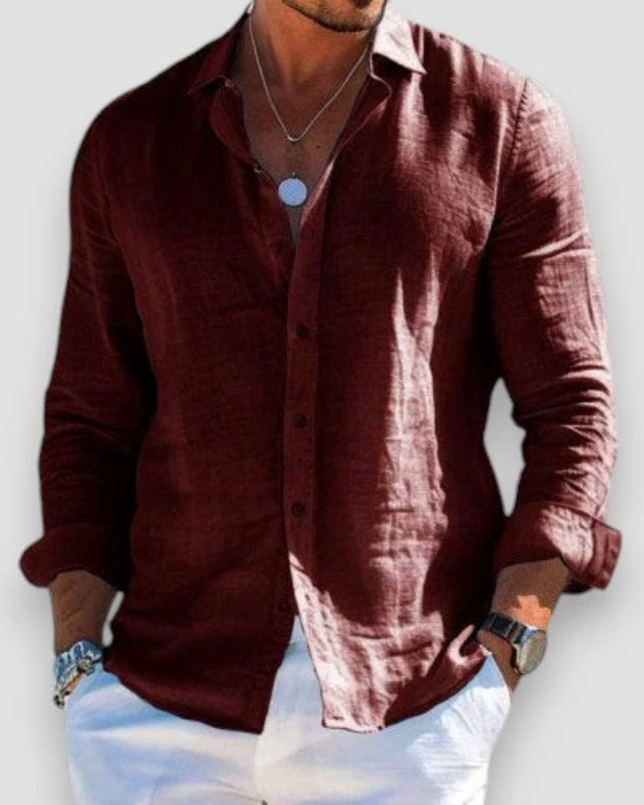 Penelope | Elegant Button-Up Long Sleeve Linen Casual Shirt