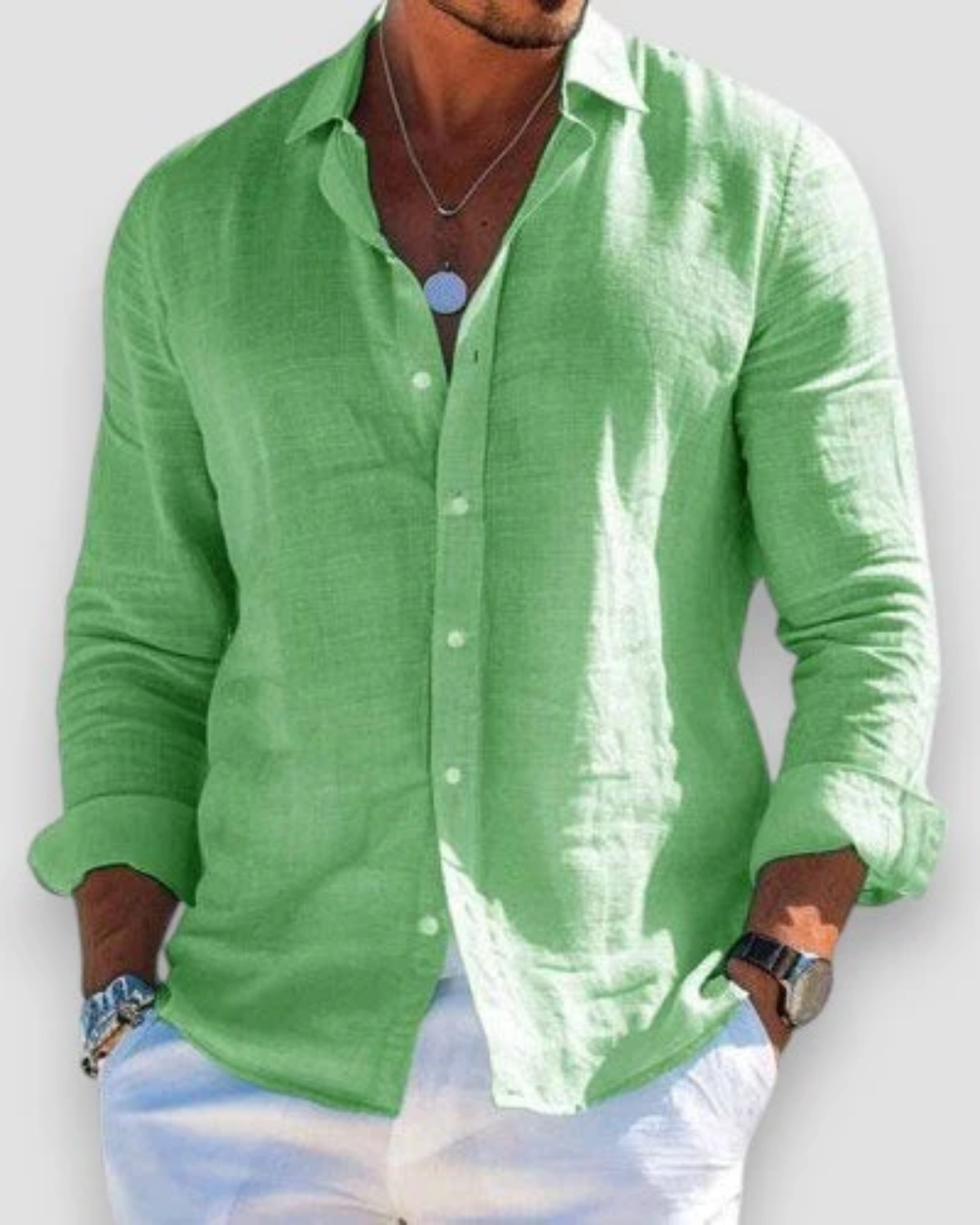 Penelope | Elegant Button-Up Long Sleeve Linen Casual Shirt