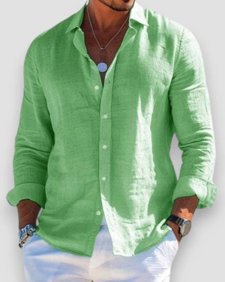 Penelope | Elegant Button-Up Long Sleeve Linen Casual Shirt