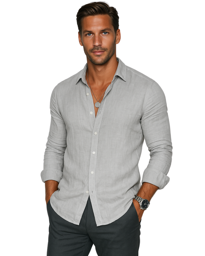Penelope | Elegant Button-Up Long Sleeve Linen Casual Shirt