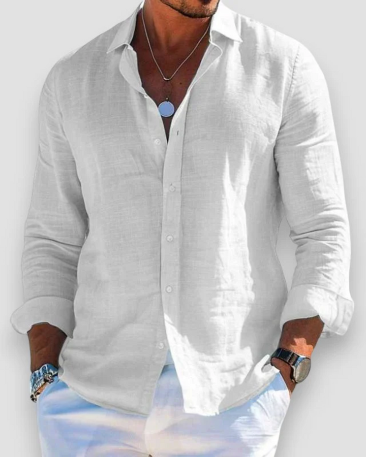 Penelope | Elegant Button-Up Long Sleeve Linen Casual Shirt