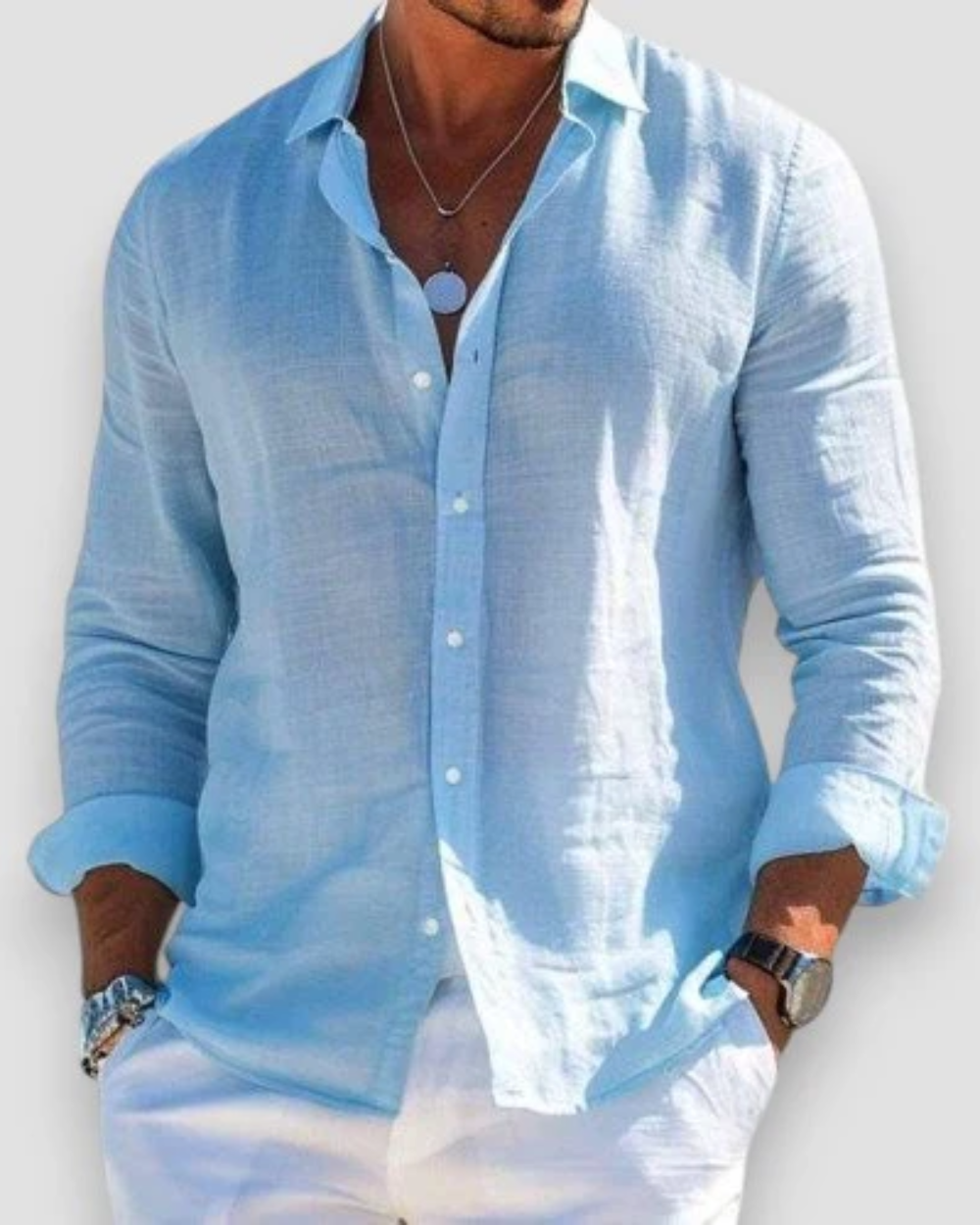 Penelope | Elegant Button-Up Long Sleeve Linen Casual Shirt